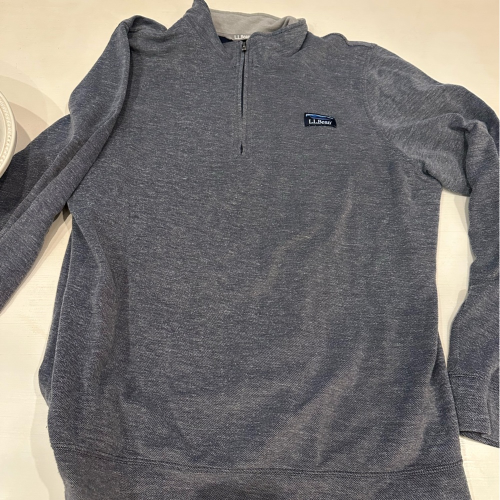 L.L. Bean Men's Gray brushed cotton quarter zip pullover